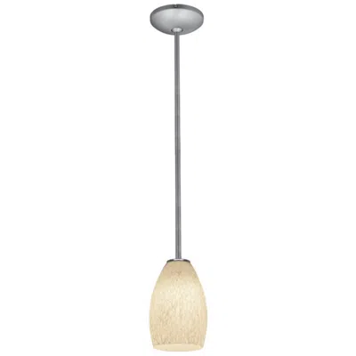 Access Champagne - E26 Led Rod Pendant - Brushed Steel Finish - White Stone Glass In Multi