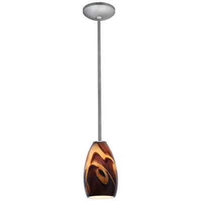 Access Champagne - Rods - Brushed Steel Finish - Inca Glass Shade