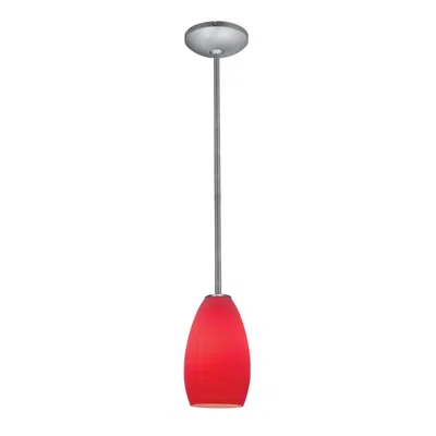 Access Champagne - Rods - Brushed Steel Finish - Red Glass Shade