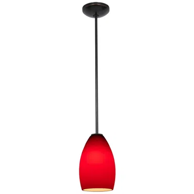 Access Champagne - Rods - Oil Rubbed Bronze Finish - Red Glass Shade