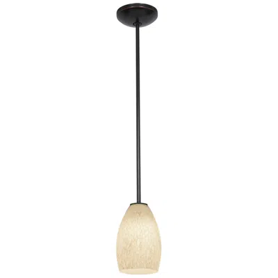 Access Champagne - Rods - Oil Rubbed Bronze Finish - White Stone Glass Shade
