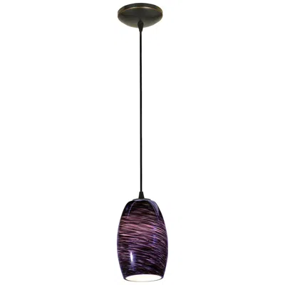 Access Chianti Glass Pendant - Cord - Oil Rubbed Bronze Finish, Purple Swirl Glass
