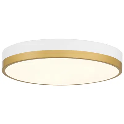 Access Coco 15" Wide White & Antique Brushed Brass Led Flush Mount In Gold