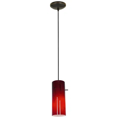 Access Cylinder 1-light Pendant - Cord - Oil Rubbed Bronze Finish, Red Glass Shade