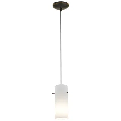 Access Cylinder 4" Wide Oil Rubbed Bronze Cord Hung Pendant W/ Opal Glass Sha
