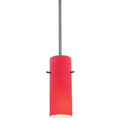 Access Cylinder 4" Wide Red Glass Led Mini Pendant