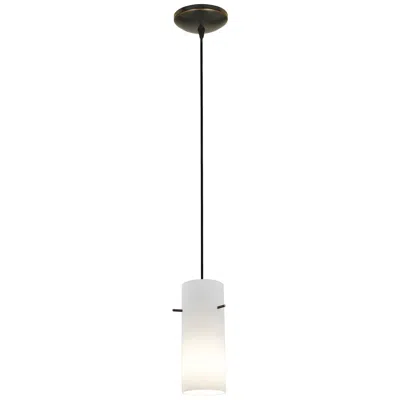 Access Cylinder - E26 Led Cord Pendant - Oil Rubbed Bronze Finish, Opal Glass