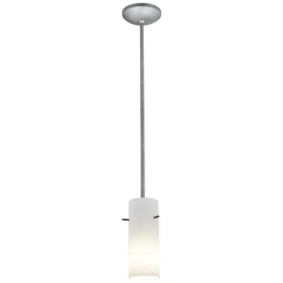Access Cylinder - E26 Led Rod Pendant - Brushed Steel Finish, Opal Glass Shade