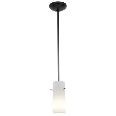 Access Cylinder - E26 Led Rod Pendant - Oil Rubbed Bronze Finish, Opal Glass Shade