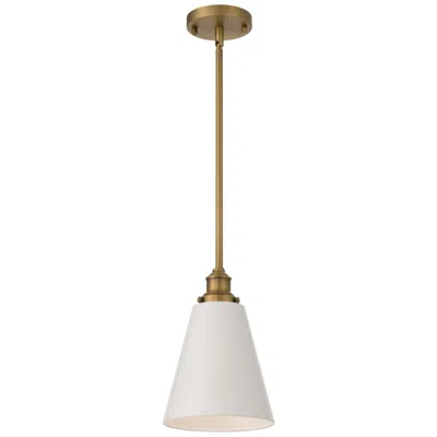 Access Dahlia 8" Wide Antique Brushed Brass Pendant With White Shade