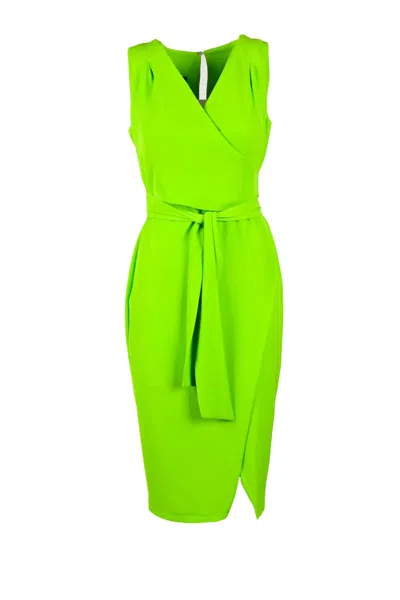 Access Fashion Asymmetrical Midi Dress With Wrap-style Front In Green