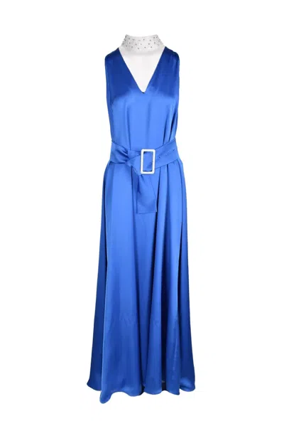 Access Fashion Maxi Dress With Detachable Collar - Blue