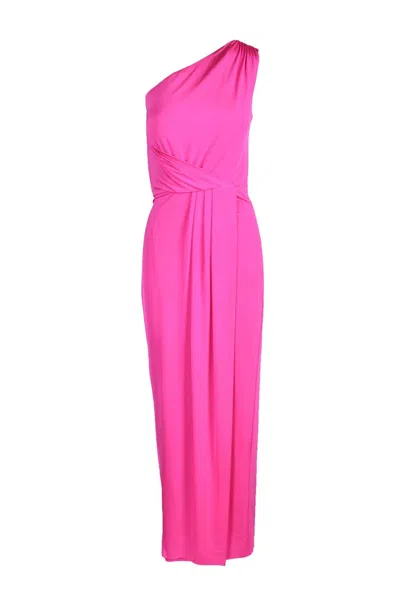 Access Fashion One-shoulder Midi Dress In Pink