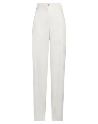 Access Fashion Woman Pants Ivory Size L Rayon, Viscose, Linen In White