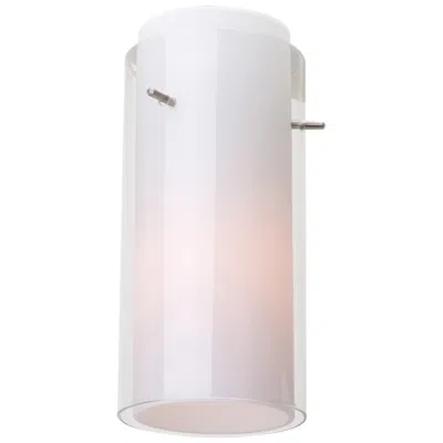 Access Glass'n Glass - Cylinder Pendant - Brushed Steel Finish - Clear Opal Gl