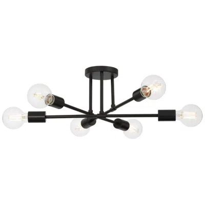 Access Marin 20" Wide 6-light Matte Black Semi Flush