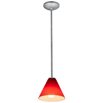 Access Martini 7" Wide Brushed Steel Stem Hung Led Pendant W/ Red Glass Shade