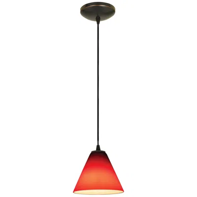 Access Martini - E26 Led Cord Pendant - Oil Rubbed Bronze Finish - Red Glass