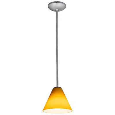 Access Martini - E26 Led Rod Pendant - Brushed Steel Finish - Amber Glass
