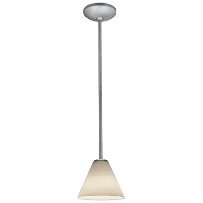 Access Martini - E26 Led Rod Pendant - Brushed Steel Finish - White Glass