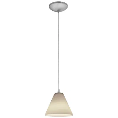 Access Martini - Glass Pendant - Cord - Brushed Steel Finish - White Glass