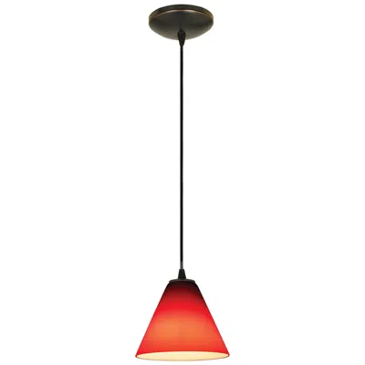 Access Martini - Glass Pendant - Cord - Oil Rubbed Bronze Finish - Red Glass