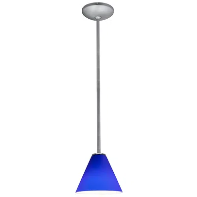 Access Martini - Glass Pendant - Rods - Brushed Steel Finish - Cobalt Glass