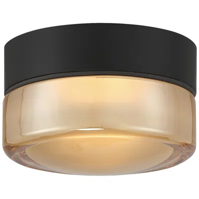 Access Masso 5" Wide Matte Black Led Flush Mount - Amber Glass