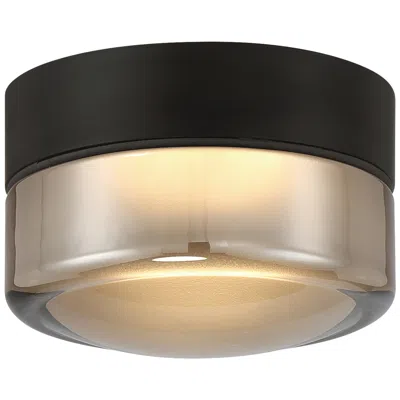 Access Masso 5" Wide Matte Black Led Flush Mount - Smoke Glass