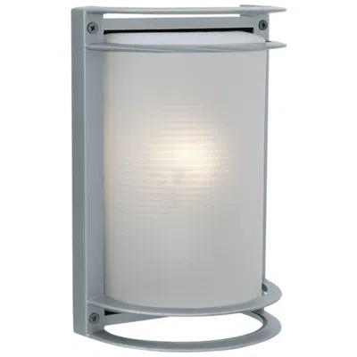 Access Nevis 10.5" High Satin Outdoor Wall Light W/ Ribbed Frosted Glass Shad In Gray