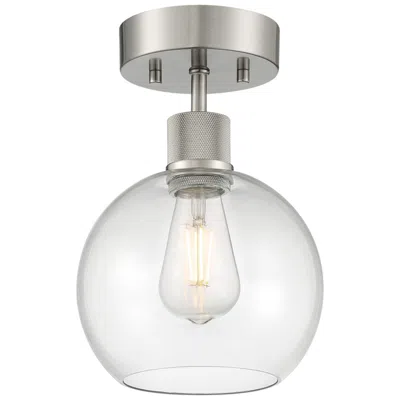 Access Port Nine 7 1/2" Brushed Steel Clear Glass Ceiling Light