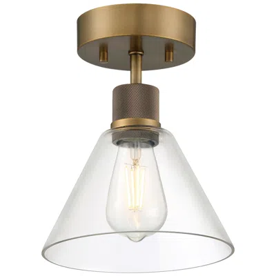 Access Port Nine 8" Wide Brushed Brass Clear Glass Ceiling Light