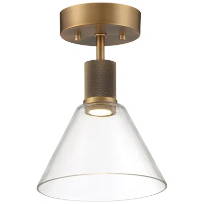 Access Port Nine 8" Wide Brushed Brass Clear Glass Led Ceiling Light