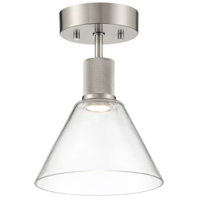 Access Port Nine 8" Wide Brushed Steel Clear Glass Led Ceiling Light