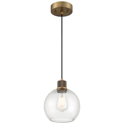 Access Port Nine Burgundy E26 Led Pendant - Antique Brushed Brass - Clear Glass