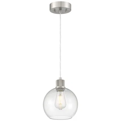 Access Port Nine Burgundy E26 Led Pendant - Brushed Steel Finish - Clear Glass