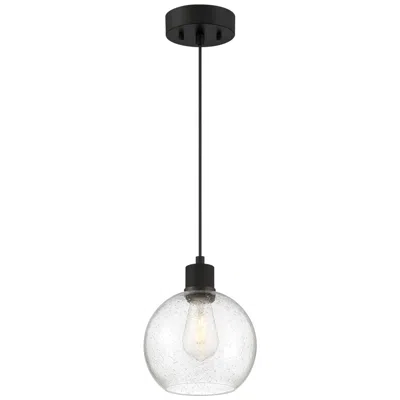 Access Port Nine Burgundy E26 Led Pendant - Matte Black Finish - Seeded Glass