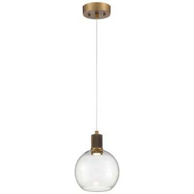 Access Port Nine Burgundy Led Pendant - Antique Brushed Brass - Clear Glass