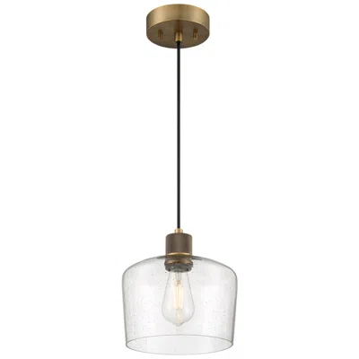 Access Port Nine Chardonnay E26 Led Pendant - Antique Brushed Brass - Seeded Glass