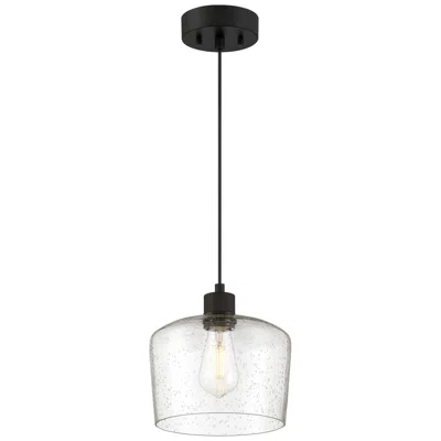 Access Port Nine Chardonnay E26 Led Pendant - Matte Black Finish - Seeded Glass