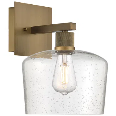 Access Port Nine Chardonnay E26 Led Sconce - Antique Brushed Brass, Seeded Glass