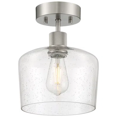 Access Port Nine Chardonnay E26 Led Semi-flush - Brushed Steel - Seeded Glass