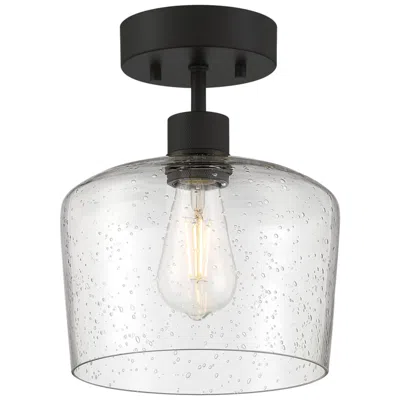 Access Port Nine Chardonnay E26 Led Semi-flush - Matte Black - Seeded Glass