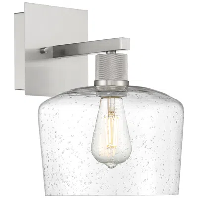 Access Port Nine Chardonnay E26 Led Wall Sconce - Brushed Steel - Seeded Glass