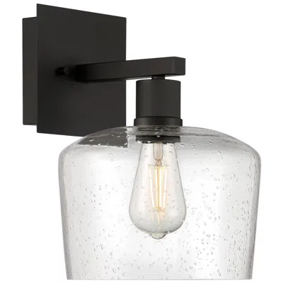 Access Port Nine Chardonnay E26 Led Wall Sconce - Matte Black - Seeded Glass
