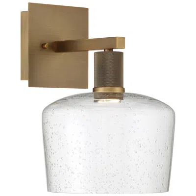 Access Port Nine Chardonnay Led Wall Sconce - Antique Brushed Brass - Seeded Glass