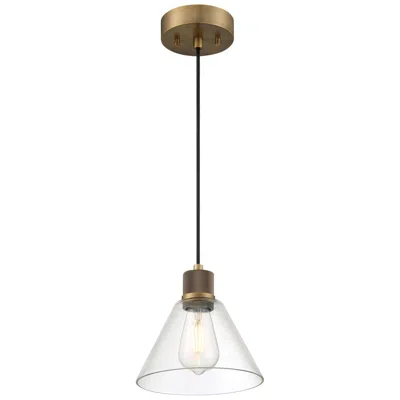 Access Port Nine Martini E26 Led Pendant - Antique Brushed Brass - Clear Glass
