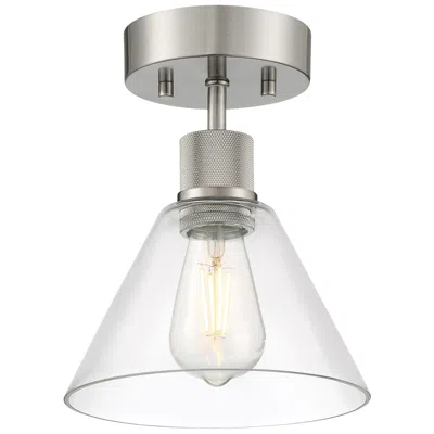 Access Port Nine Martini E26 Led Semi-flush - Brushed Steel - Clear Glass