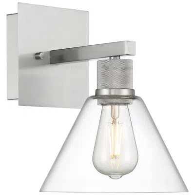 Access Port Nine Martini E26 Led Wall Sconce - Brushed Steel - Clear Glass