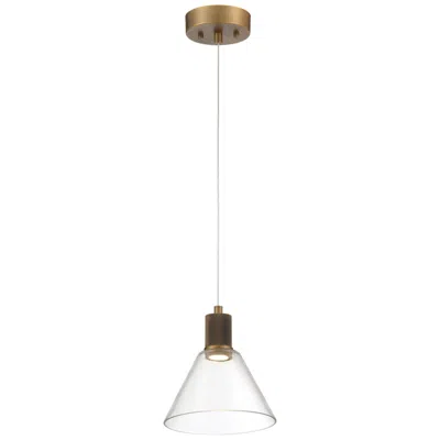Access Port Nine Martini Led Pendant - Antique Brushed Brass - Clear Glass